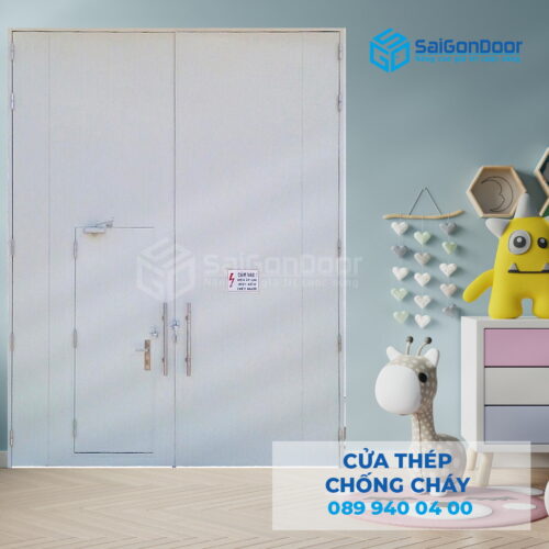 Cửa Thép Chống Cháy 3P canh nho lon cho nha xuong-SGD