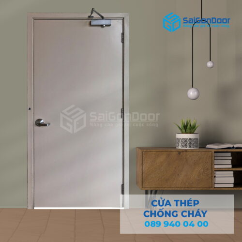 Cửa Thép Chống Cháy P1 Xám Trắng dung cui cho hoi thuy luc-SGD